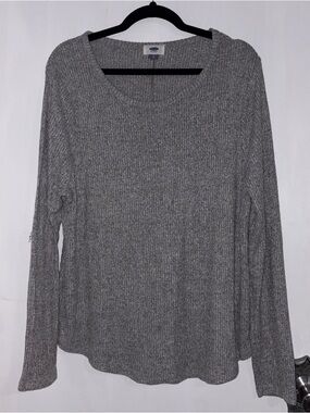 Old Navy Gray Scoop Neck Ribbed Sweater